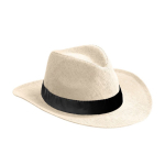 Chapeau en papier de couleur naturelle avec ruban de couleur personnalisable couleur noir première vue