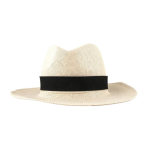 Chapeau en papier de couleur naturelle avec ruban de couleur personnalisable couleur noir deuxième vue
