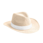 Chapeau en papier de couleur naturelle avec ruban de couleur personnalisable couleur blanc première vue