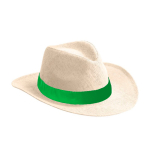 Chapeau en papier de couleur naturelle avec ruban de couleur personnalisable couleur vert première vue