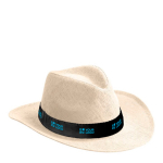 Chapeau en papier de couleur naturelle avec ruban de couleur personnalisable avec zone d'impression