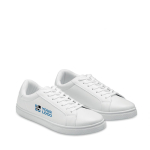 Chaussures légères en PU avec semelle en caoutchouc couleur blanc vue avec zone d'impression