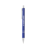 Stylo en aluminium au design moderne et à encre bleue avec zone d'impression