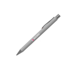 Stylo bille en aluminium avec finition en caoutchouc et encre bleue couleur gris