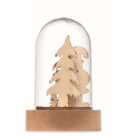 Décoration Noël en bois dans un boîtier transparent avec lumière LED couleur bois cinquième vue