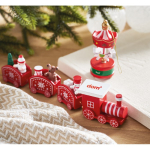 Train en bois avec figurines sur le thème Noël personnalisable quatrième vue d'ambiance 2