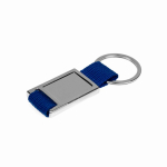 Porte-clés métallique avec sangle textile au design contemporain couleur bleu