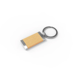 Porte-clés écologique en bois d’érable et métal, finition premium couleur argenté