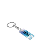 Porte-clés métallique rectangulaire, imprimable sur les deux faces avec zone d'impression