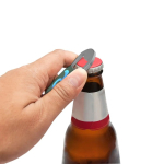 Ouvre-bouteille compact en métal pour porte-clés, rapide et pratique couleur argenté