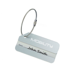 Étiquette de bagage en aluminium ultra-résistante et légère couleur argenté