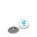 Pin's métallique ovale avec finition bombée et fermeture sécurisée avec zone d'impression