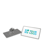 Petit pin's en métal rectangulaire bombé avec fermeture sécurisée avec zone d'impression