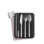 Étui avec set de couverts en acier inoxydable et paille WMF avec zone d'impression