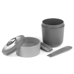Lunch box hermétique en plastique avec couverts 2 en 1 fabrication UE couleur gris