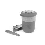 Lunch box hermétique en plastique avec couverts 2 en 1 fabrication UE couleur gris