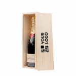 Petite coffret à vin en bois fabrication UE, avec couvercle coulissant avec zone d'impression