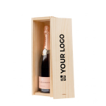 Coffret à vin en bois fabriquée dans l'UE avec couvercle coulissant avec zone d'impression