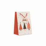 Petit sac cadeau en papier sur le thème de Noël couleur blanc