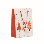 Sac cadeau en papier de taille moyenne sur le thème de Noël couleur blanc