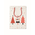 Sac cadeau en papier de taille moyenne sur le thème de Noël couleur blanc troisième vue