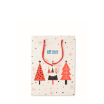Sac cadeau en papier de taille moyenne sur le thème de Noël couleur blanc vue avec zone d'impression