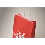 Petit sac cadeau de Noël en papier, fabriqué en UE couleur rouge deuxième vue photographique