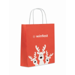 Petit sac cadeau de Noël en papier, fabriqué en UE couleur rouge vue principale