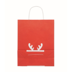 Sac cadeau de Noël en papier, format moyen, fabriqué dans l’UE couleur rouge quatrième vue