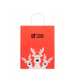 Sac cadeau de Noël en papier, format moyen, fabriqué dans l’UE couleur rouge vue avec zone d'impression