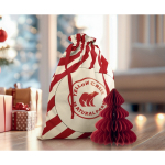 Grand sac cadeau de Noël avec fermeture à cordons 50 x 70 cm couleur rouge deuxième vue d'ambiance 2