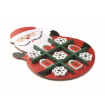 Jeu de morpion en bois sur un plateau en forme de Père Noël couleur rouge