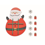 Jeu de morpion en bois sur un plateau en forme de Père Noël couleur rouge quatrième vue