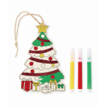 Décoration de Noël à suspendre en forme d'arbre en bois à colorier couleur bois deuxième vue