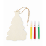 Décoration de Noël à suspendre en forme d'arbre en bois à colorier couleur bois troisième vue