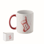 Tasse en céramique avec motif de Noël et anse assortie 300 ml couleur rouge