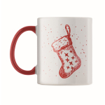 Tasse en céramique avec motif de Noël et anse assortie 300 ml couleur rouge quatrième vue