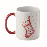 Tasse en céramique avec motif de Noël et anse assortie 300 ml couleur rouge