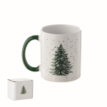 Tasse en céramique avec motif de Noël et anse assortie 300 ml couleur vert