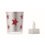 Bougie LED dans un pot en verre avec des petites étoiles de Noël couleur rouge quatrième vue