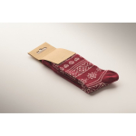 Paire de chaussettes de Noël avec étiquette à personnaliser couleur bordeaux troisième vue photographique