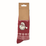 Paire de chaussettes de Noël avec étiquette à personnaliser couleur bordeaux quatrième vue