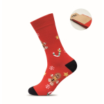 Paire de chaussettes de Noël avec étiquette à personnaliser couleur rouge