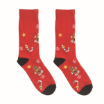 Paire de chaussettes de Noël avec étiquette à personnaliser couleur rouge deuxième vue