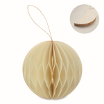 Décoration papier pliable en forme de boule de Noël personnalisable couleur beige