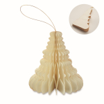 Suspension pliable en papier en forme de sapin de Noël personnalisable couleur beige