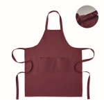 Tablier avec poches avant et ajustable au niveau du cou 240 g/m2 couleur bordeaux