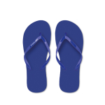 Tongs de plage en plastique unicolores et personnalisables couleur bleu vue avec zone d'impression
