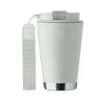 Mug à double paroi à emporter avec sangle RPET 300 ml couleur blanc vue latérale