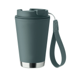 Mug à double paroi à emporter avec sangle RPET 300 ml couleur bleu bondi